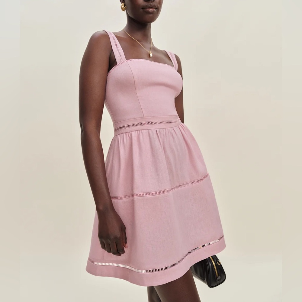 Reformation Everett Mini Linen Dress In Babygirl, new without tags, never worn.